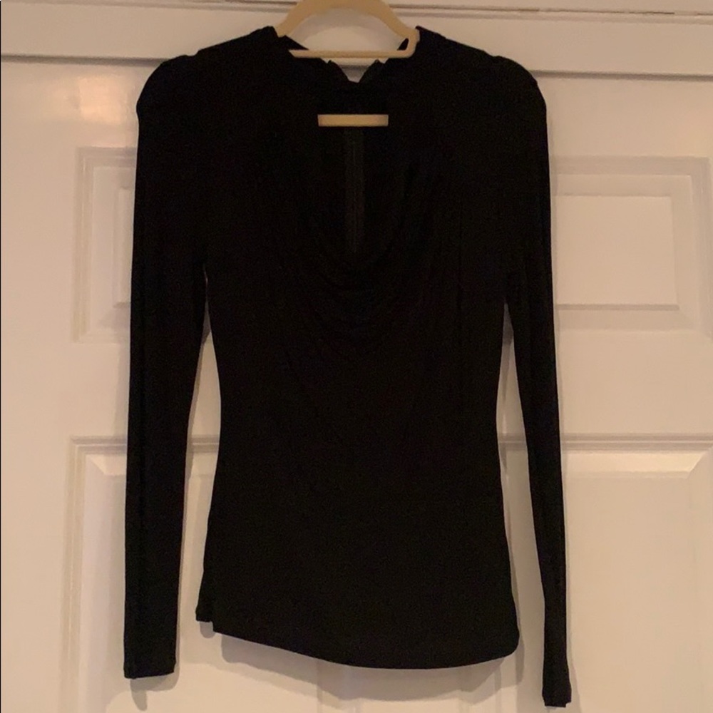 Guess slim black top half zipper back drop neck
